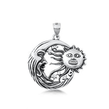 Load image into Gallery viewer, Sterling Silver Oxidized Moon and Sun Pendant-23.6mm