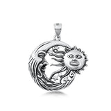 Sterling Silver Oxidized Moon and Sun Pendant-23.6mm