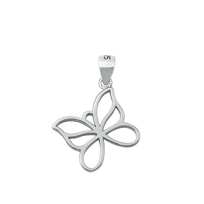 Sterling Silver Oxidized Butterfly Pendant