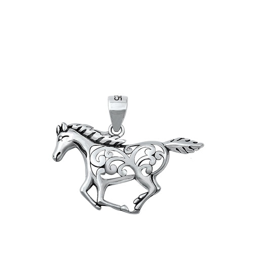 Sterling Silver Oxidized Horse Pendant