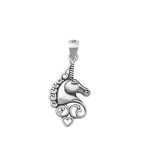 Sterling Silver Oxidized Unicorn Pendant