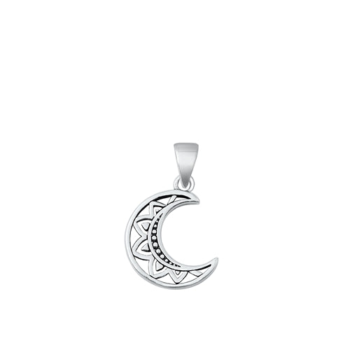 Sterling Silver Oxidized Crescent Moon Pendant