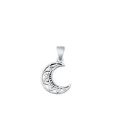 Sterling Silver Oxidized Crescent Moon Pendant