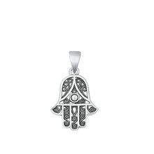 Load image into Gallery viewer, Sterling Silver Oxidized Hamsa Pendant