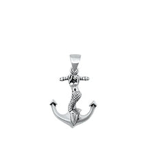 Load image into Gallery viewer, Sterling Silver Oxidized Mermaid and Anchor Pendant