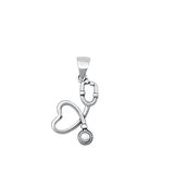 Sterling Silver Oxidized Stethoscope Pendant