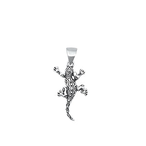 Sterling Silver Oxidized Lizard Pendant