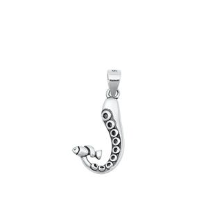 Sterling Silver Oxidized Octopus Tentacles Pendant