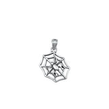 Sterling Silver Oxidized Spider and Web Pendant