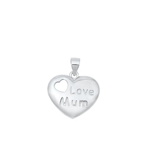 Sterling Silver Rhodium Plated Love Mum Pendant