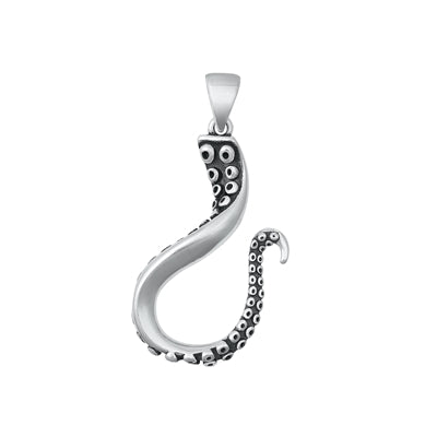 Sterling Silver Oxidized Tentacle Pendant-31mm