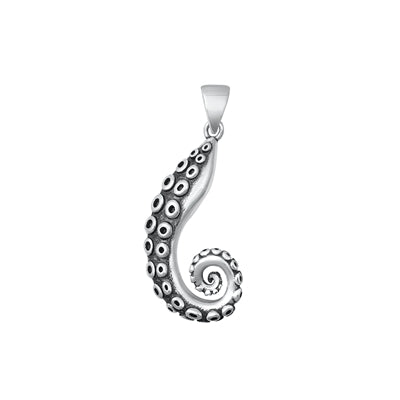 Sterling Silver Oxidized Tentacle Pendant-28mm