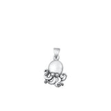 Sterling Silver Oxidized Octopus Pendant