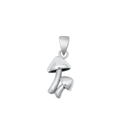Sterling Silver Oxidized Mushrooms Pendant-17.5mm