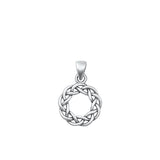 Sterling Silver Oxidized Celtic Wreath Pendant Face Height-13.4mm