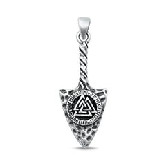 Sterling Silver Oxidized Valknut Arrowhead Pendant Face Height-33.6mm