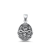 Sterling Silver Oxidized Caduceus Plain Pendant Face Height-18mm