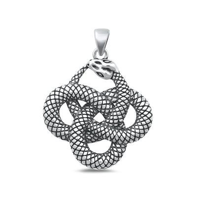 Sterling Silver Oxidized Snake Pendant Face Height-30mm