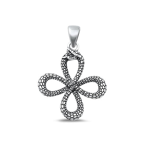 Sterling Silver Oxidized Snake Plain Pendant Face Height-26.2mm