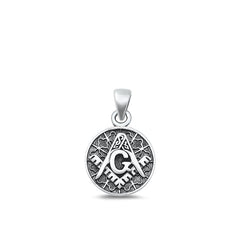 Sterling Silver Oxidized Masonic Freemason Plain Pendant Face Height-15.8mm