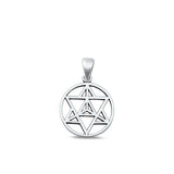 Sterling Silver Oxidized Celtic Merkabah Plain Pendant Face Height-16.7mm