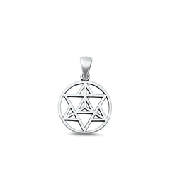 Sterling Silver Oxidized Celtic Merkabah Plain Pendant Face Height-16.7mm