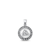 Sterling Silver Oxidized Valknut Plain Pendant Face Height-15mm