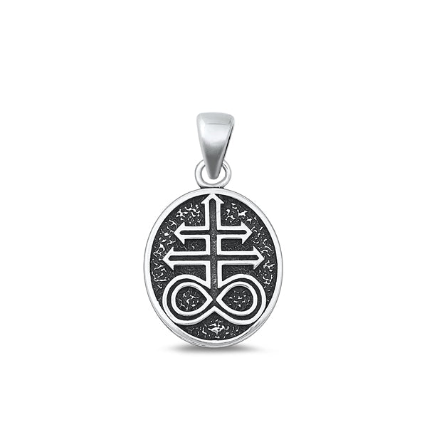 Sterling Silver Oxidized Leviathan Cross Plain Pendant Face Height-18mm
