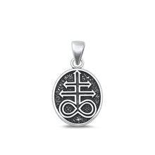Load image into Gallery viewer, Sterling Silver Oxidized Leviathan Cross Plain Pendant Face Height-18mm