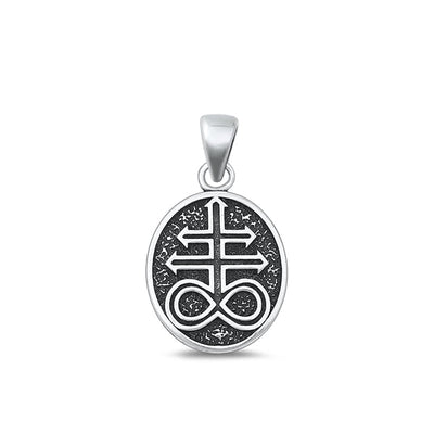 Sterling Silver Oxidized Leviathan Cross Plain Pendant Face Height-18mm