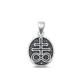 Sterling Silver Oxidized Leviathan Cross Plain Pendant Face Height-18mm