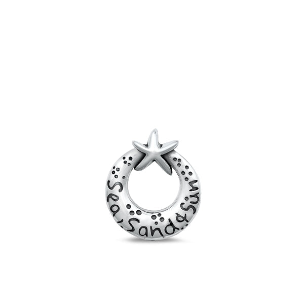 Sterling Silver Oxidized Sea, Sand, Sun And Star Pendant Face Height-18.8mm