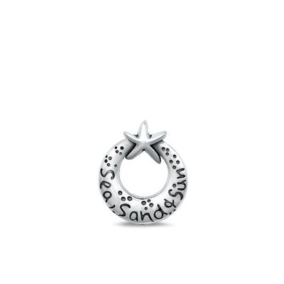 Sterling Silver Oxidized Sea, Sand, Sun And Star Pendant Face Height-18.8mm