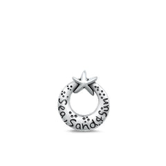 Sterling Silver Oxidized Sea, Sand, Sun And Star Pendant Face Height-18.8mm