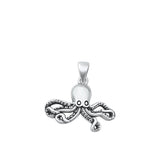 Sterling Silver Oxidized Octopus Plain Pendant Face Height-14.9mm