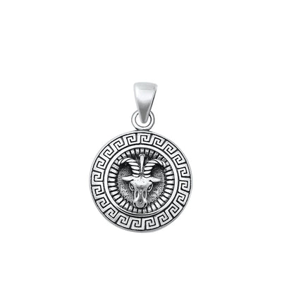 Sterling Silver Oxidized Sheep Plain Pendant Face Height-18mm