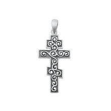 Load image into Gallery viewer, Sterling Silver Oxidized Swirl Cross Pendant-23.8mm