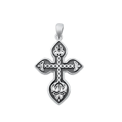 Sterling Silver Oxidized Cross Pendant-23.8mm