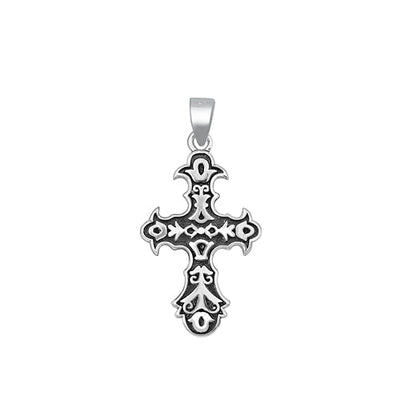 Sterling Silver Oxidized Cross Pendant-23.3mm