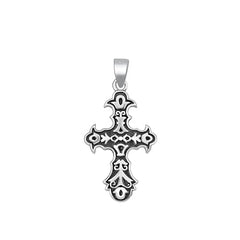Sterling Silver Oxidized Cross Pendant-23.3mm