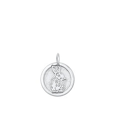 Sterling Silver Rhodium Plated Chinese Zodiac Rabbit Pendant