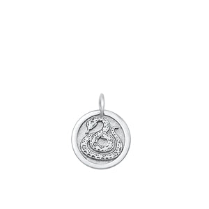 Sterling Silver Rhodium Plated Chinese Zodiac Snake Pendant