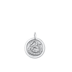 Sterling Silver Rhodium Plated Chinese Zodiac Snake Pendant