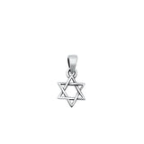 Sterling Silver Oxidized Star of David Pendant-11 mm