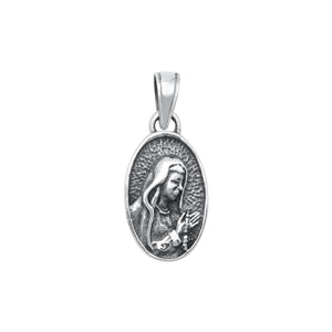 Sterling Silver Oxidized Virgin Mary Pendant-19 mm