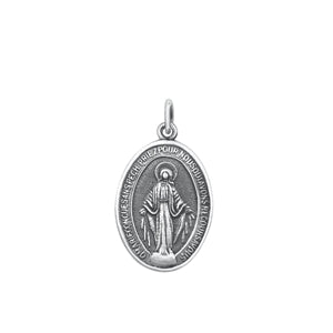 Sterling Silver Oxidized Mircaulous Medal Pendant