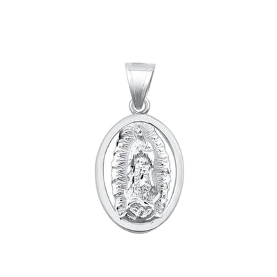 Sterling Silver Polished Virgin Mary Pendant