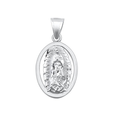 Sterling Silver Polished Virgin Mary Pendant-28mm