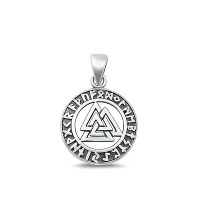 Sterling Silver Oxidized Valknut Plain Pendant Face Height-19.7mm