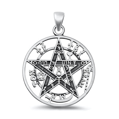 Sterling Silver Oxidized Tetragrammaton Plain Pendant Face Height-32mm